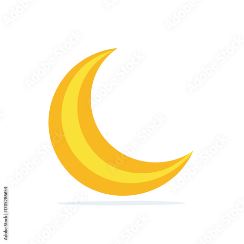 Crescent Moon Icon with Yellow Shades for Design Elements