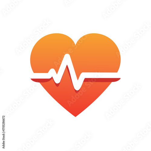 Abstract heart shape with a health pulse line for medical or healthcare design