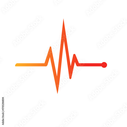 Orange Heartbeat Graphic: Medical Monitor Display of Heart Rhythm and Vital Signs