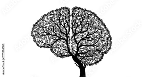 Tree of Knowledge: Conceptual illustration of a brain formed from tree branches