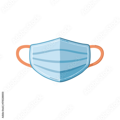 Light Blue Medical Mask Graphic Illustration Isolated on White Background