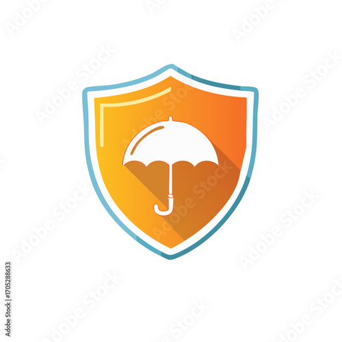 Shield and umbrella protection icon representing safety security and insurance coverage modern flat design illustration