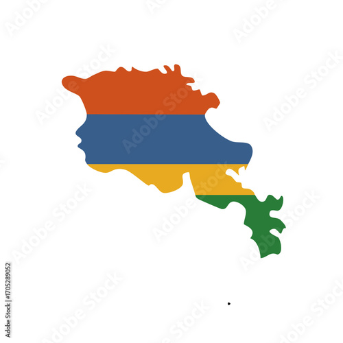Stylized Flag of Armenia in Shape of National Territory