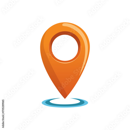 Bright orange glossy 3D location pin icon for navigation, maps, and geographical points.