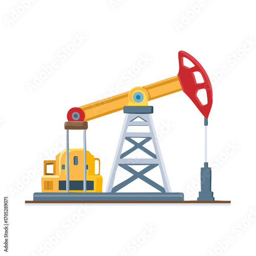 Oil Pump Jack Illustration Flat Icon Style Petroleum Industry Equipment