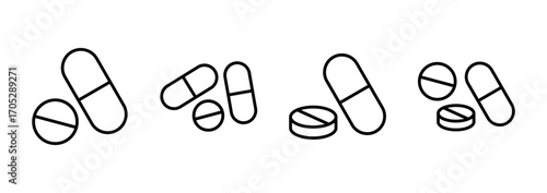 Pills icon vector. capsule icon. Drug sign and symbol