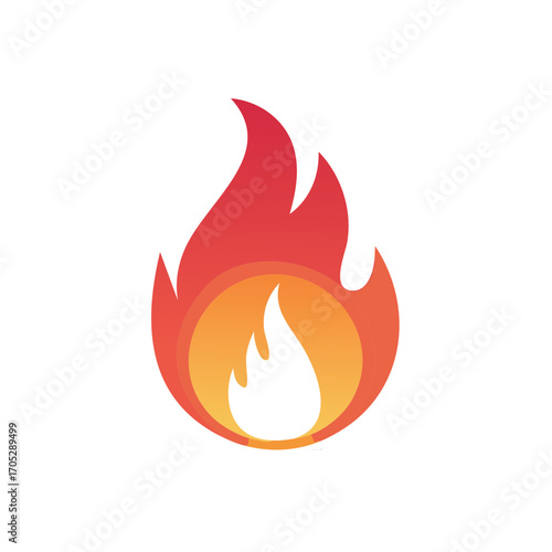 Illustration of a Flame or Fire Icon with Red and Orange Colors