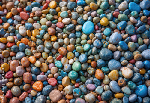 Colorful Assorted Smooth Stones Creating a Vibrant Textured Background.