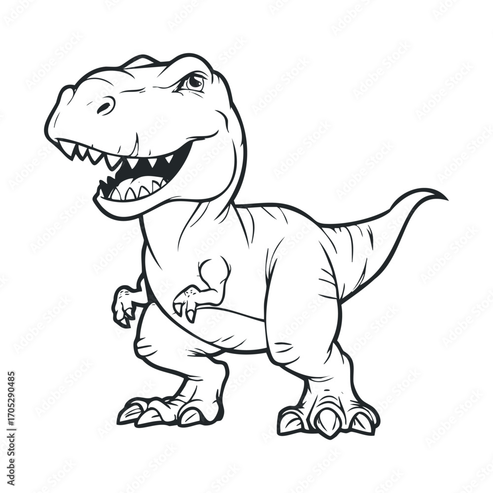 Fototapeta premium A line drawing of a smiling Tyrannosaurus Rex.