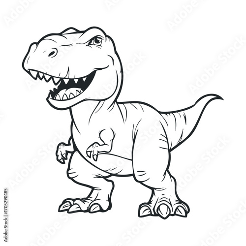 A line drawing of a smiling Tyrannosaurus Rex.