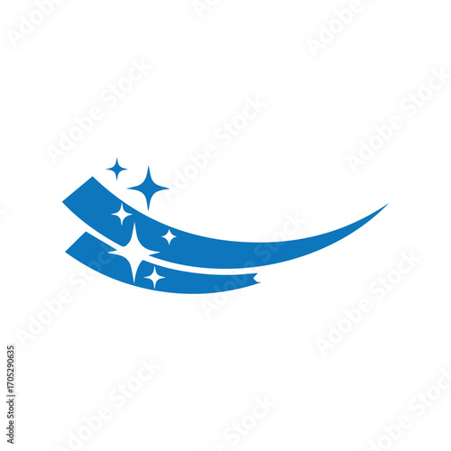 Minimal blue squeegee cleaning logo symbolizing spotless windows and clear surfaces