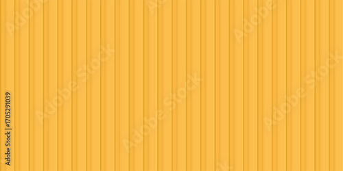 Yellow shipping container wall. Seamless vertical metal panel texture with embossed ridges and industrial design. Cargo container backdrop. Realistic vector illustration.