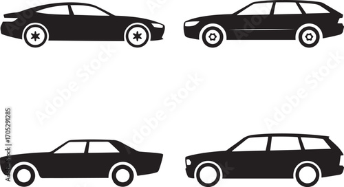 Car Silhouettes Collection for Automotive Design and Transportation Projects Artwork