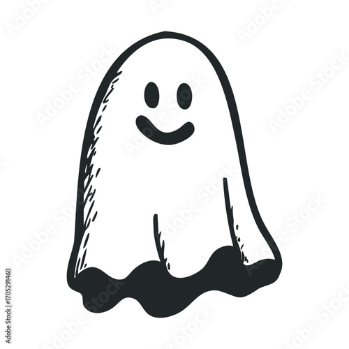 A hand-drawn smiling ghost.
