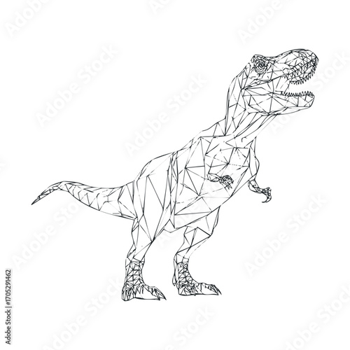  A geometric T-Rex with its mouth open.