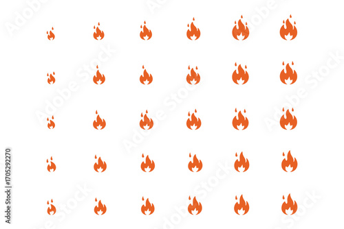 Burning fire flame pattern on a white background graphic design element vector for decoration or backdrop and digital artwork