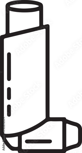 Simple line drawing of an inhaler for asthma treatment