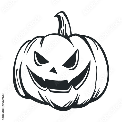 A spooky Halloween pumpkin with a carved face.