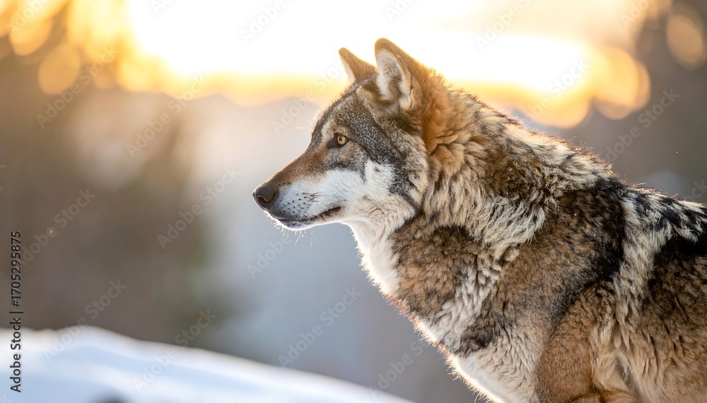 Naklejka premium Majestic Gray Wolf in Winter Landscape.