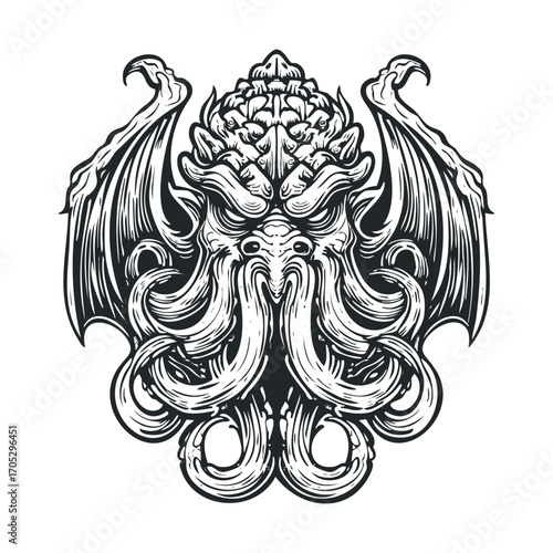 A detailed, monstrous creature with tentacles and wings.