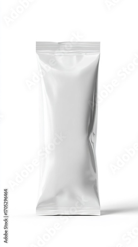 Blank foil packaging standing on white background