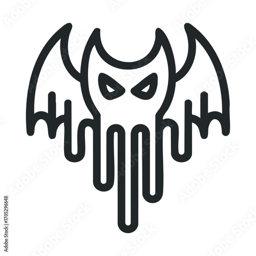 A spooky, stylized drawing of a mythical horned creature.