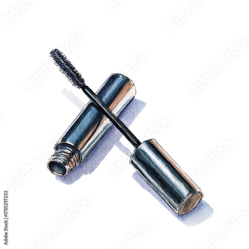 watercolor vector of Mascara, isolated on a white background.