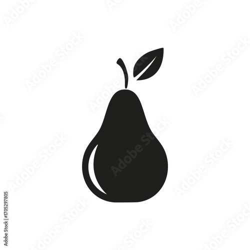 Black icon of a pear with a leaf fruit silhouette