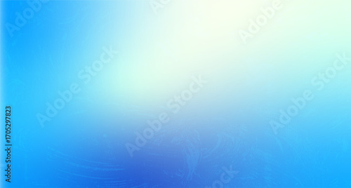 Frozen glass background. Blue gradient cover with ice noise texture. Christmas cold window view. Fresh banner template. Vertical gradation cover with wavy decoration. Vector illustration.