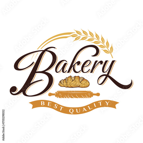 Bakery logo. pastry and wheat icon  Vintage style, for online ordering, web pages, app design, and printing.