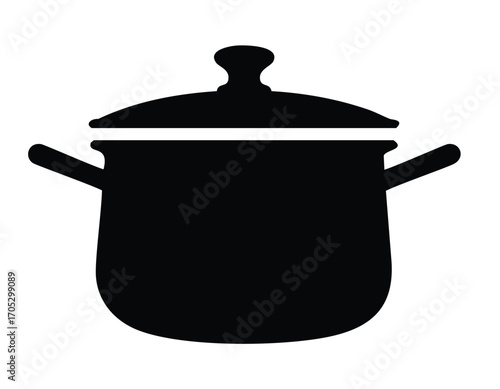 Black silhouette of a cooking pot with lid kitchen