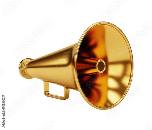 Shiny Gold Megaphone Isolated Transparent PNG