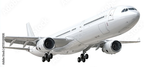 White jet airliner in flight (1)