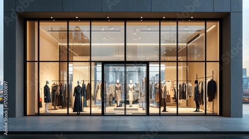 Modern Clothing Storefront with Large Glass Windows