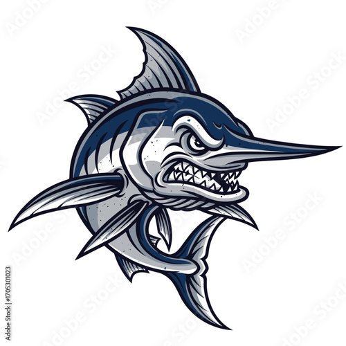 Aggressive Marlin Illustration Sharp-Toothed Sea Predator