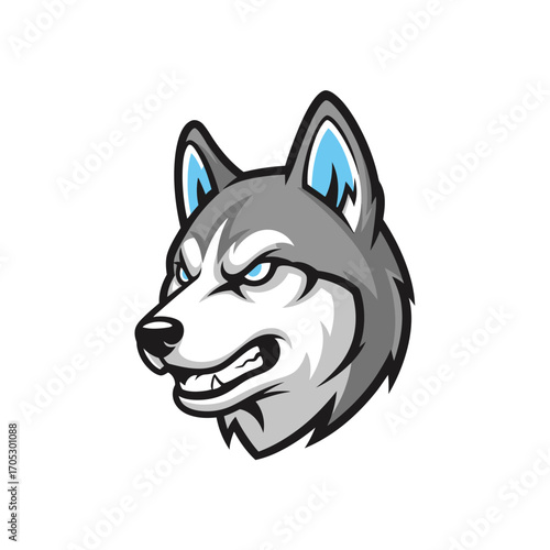 Fierce Husky Dog Mascot Logo Design - A Powerful and Aggressive Animal Emblem