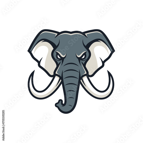 Vector illustration of a mighty tusker elephant head, an aggressive emblem perfect for a sports mascot logo design