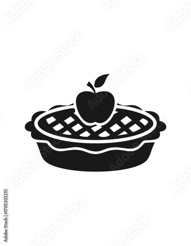 Black silhouette of an apple pie with lattice crust