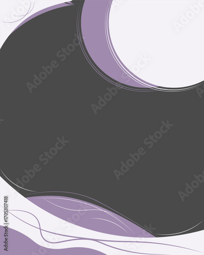 Organic fluid abstract wave embracing moon in soft lilac and pearl white