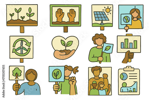 Environment, nature outline icon set. conservation, eco-friendly icons outline collection