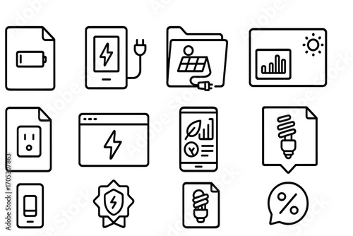Energy conservation outline icon set. renewable, sustainability icons in line style.