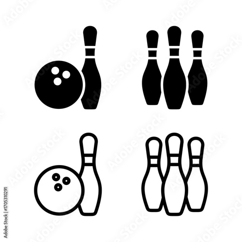 Bowling icon vector illustration. bowling ball and pin sign and symbol.