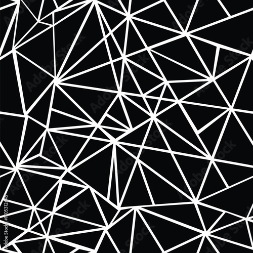 Abstract geometric pattern of white lines on a black background