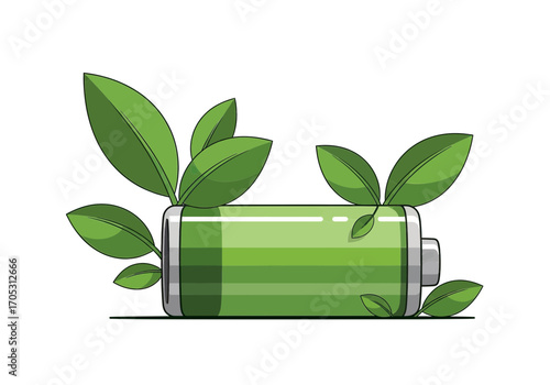 Green energy battery concept symbolizing renewable power and eco-friendly technology innovation