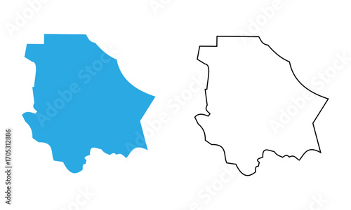 Map of Chihuahua, a state of Mexico. Map with detailed outlines and blue silhouettes