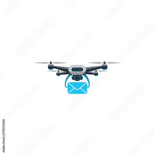 AI Brain Futuristic Drone Delivering Mail, a fusion of technology, robotics, artificial intelligence, and neural tech