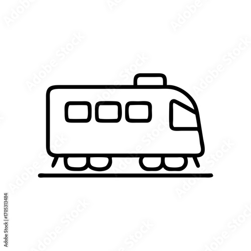 Train icon in simple line art style on white background  