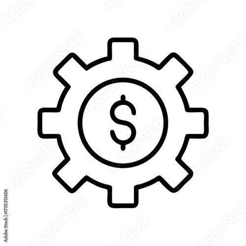 Gear icon with dollar sign representing financial concept  