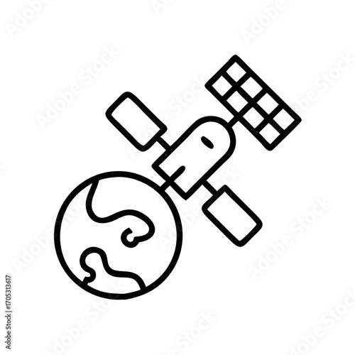 Satellite orbiting around Earth illustrating space technology icon  