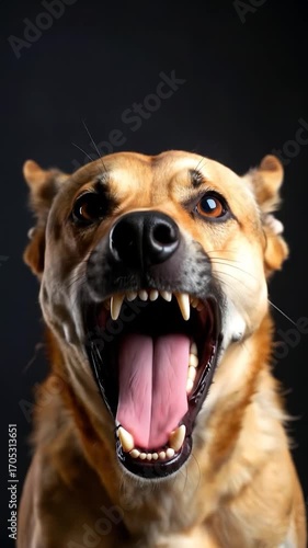 Growling dog portrait